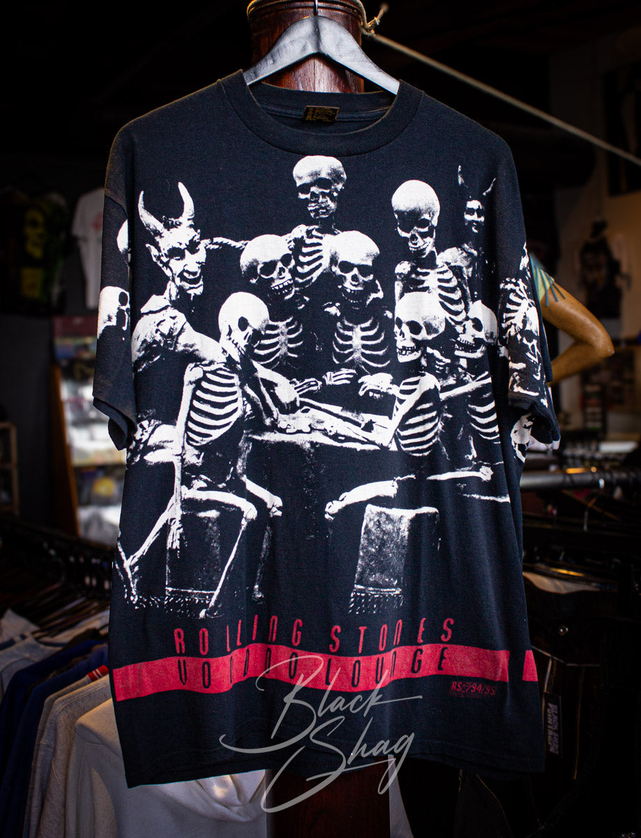 Vintage Rolling Stones Voodoo Lounge Skeleton AOP Concert T Shirt 1994/95 XL