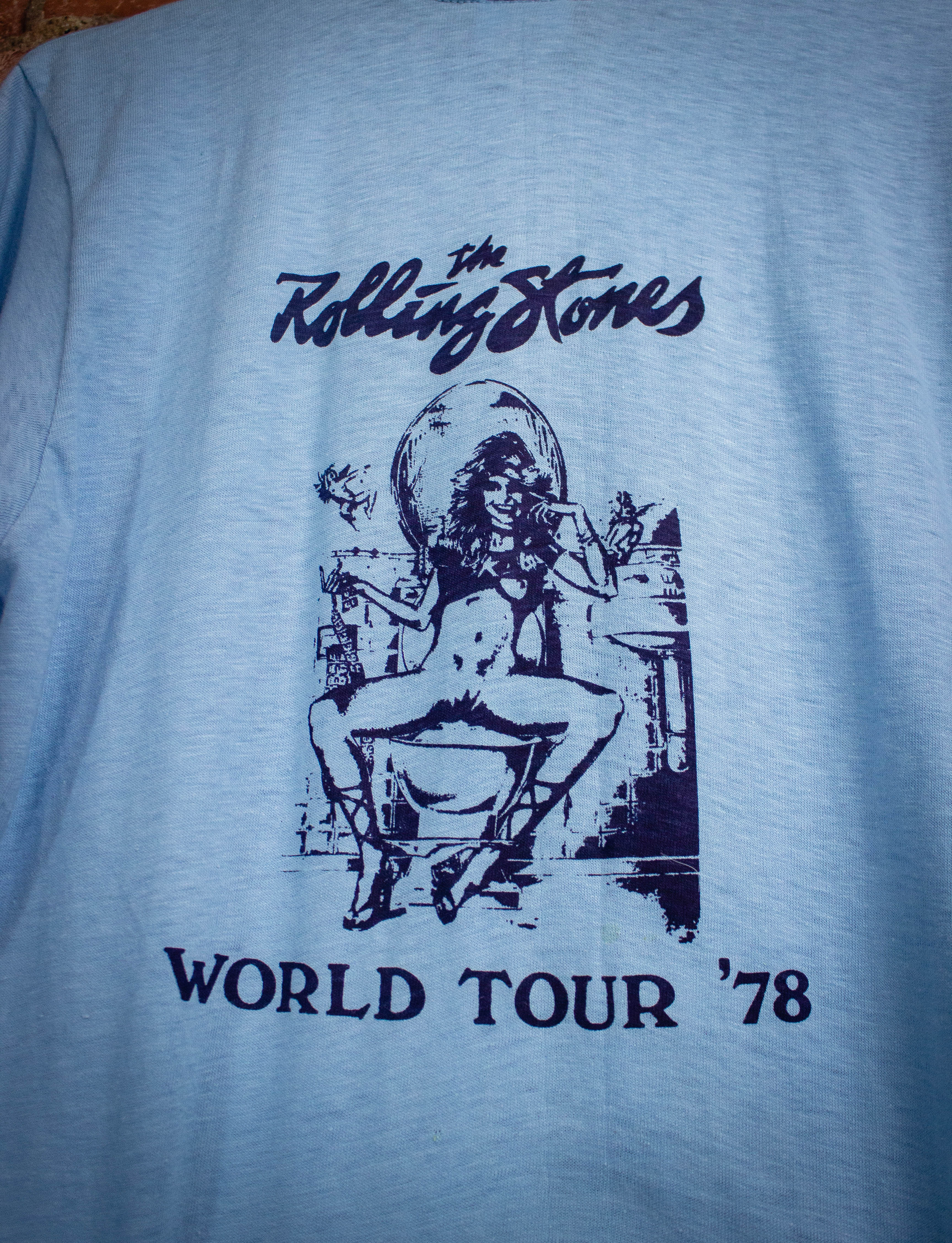 Vintage Rolling Stones World Tour Concert Pocket T Shirt 1978 Light Bl –  Black Shag Vintage