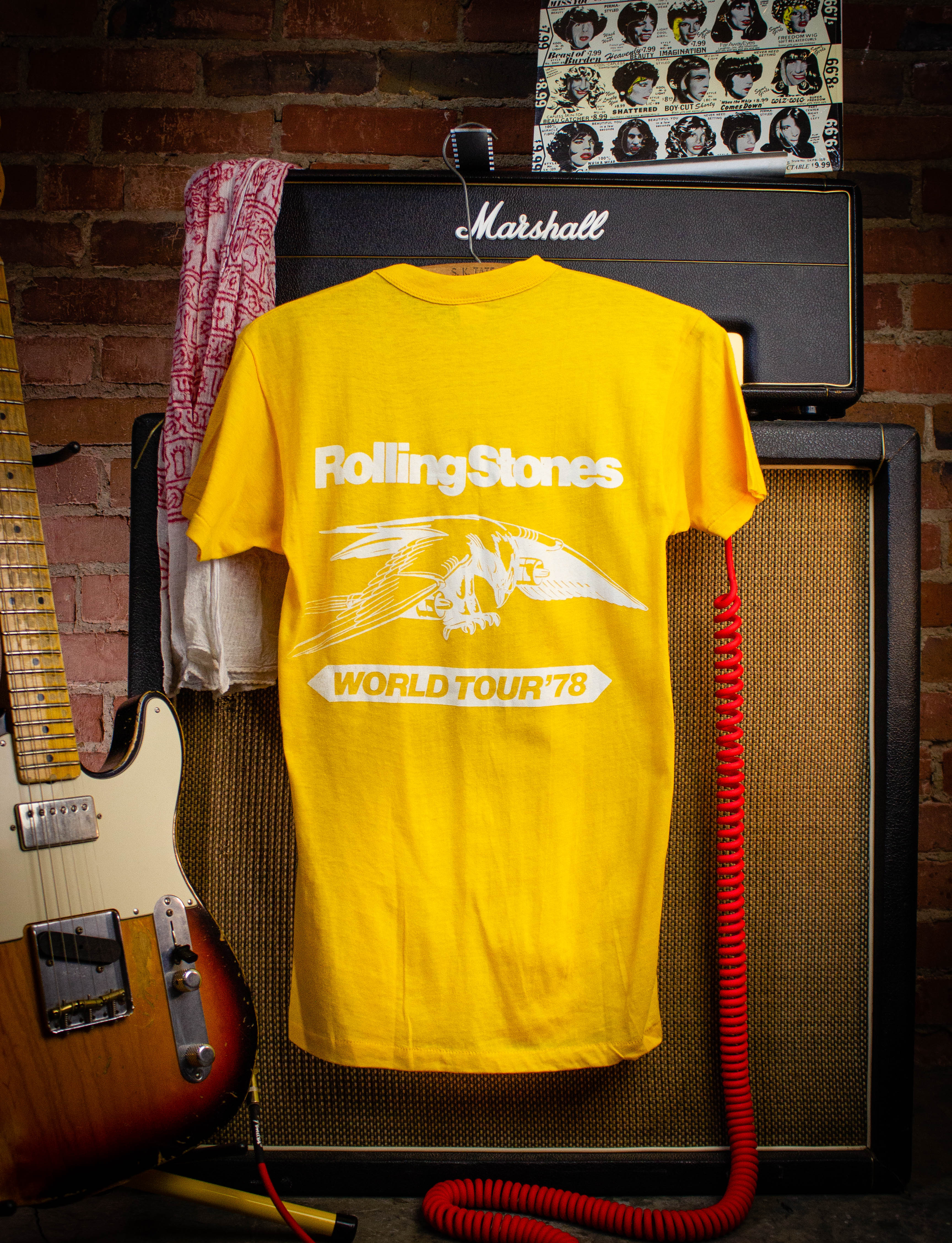 Vintage Rolling Stones World Tour Concert T Shirt 1978 Yellow Small – Black  Shag Vintage