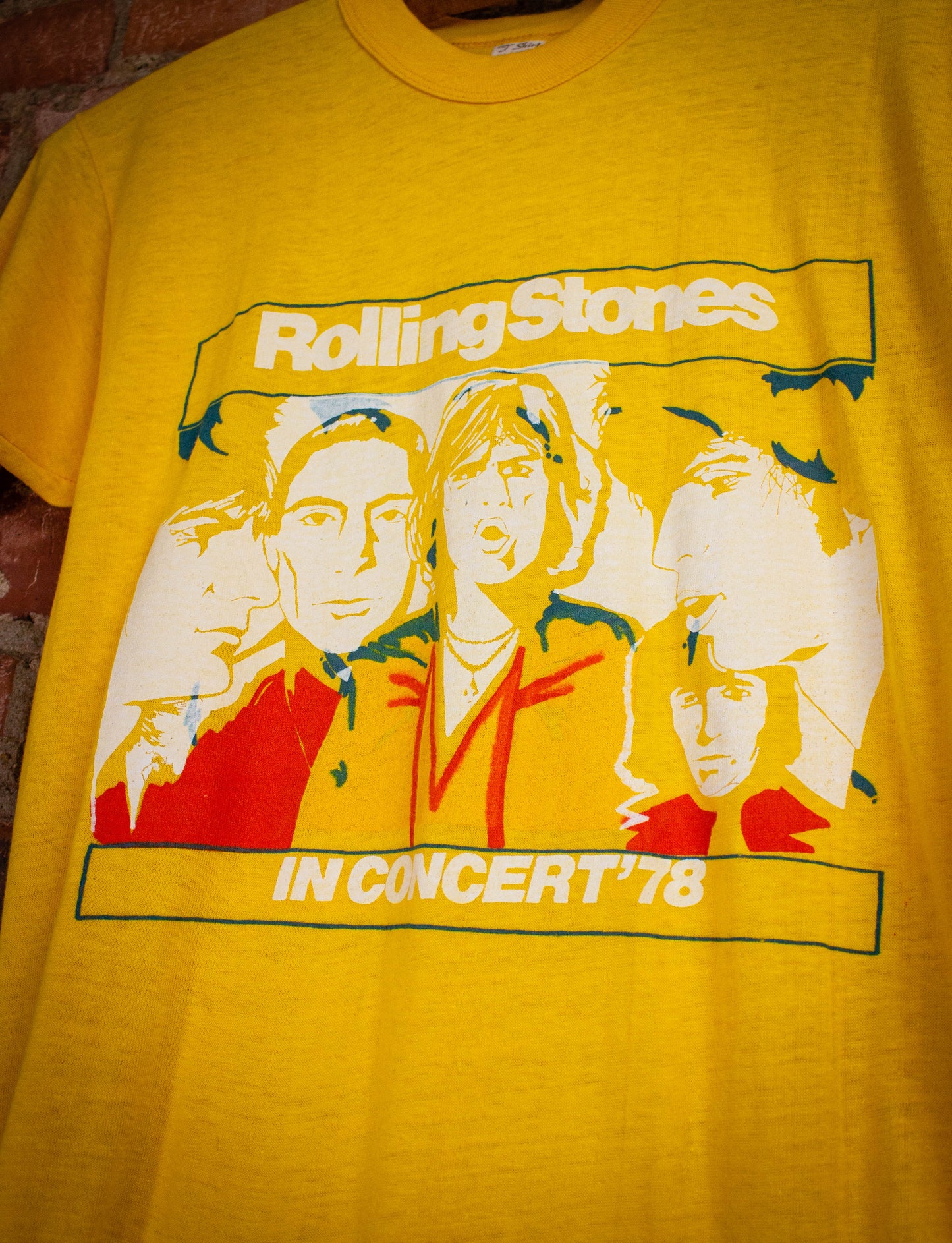 Vintage Rolling Stones World Tour Concert T Shirt 1978 Yellow Small 
