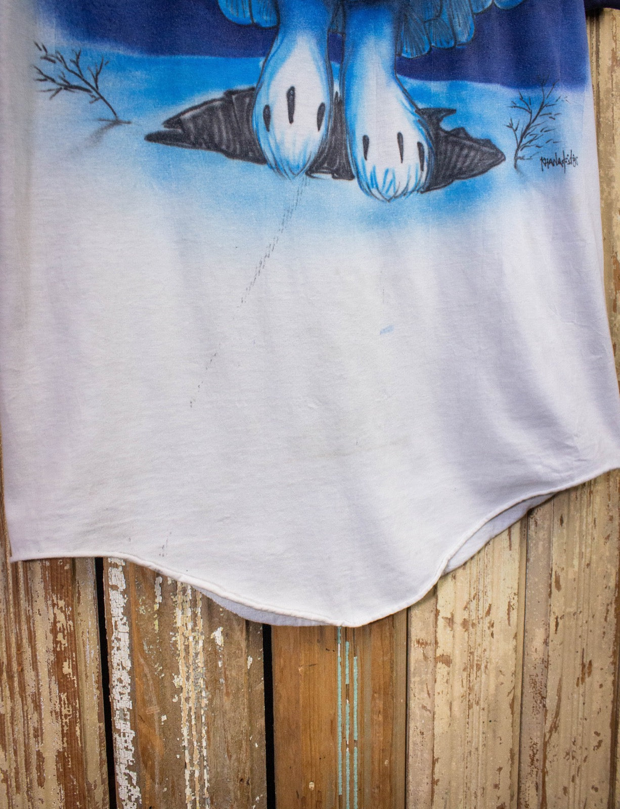 Vintage Rush Fly By Night Cutoff Raglan Concert T Shirt 70s White/Blue Large