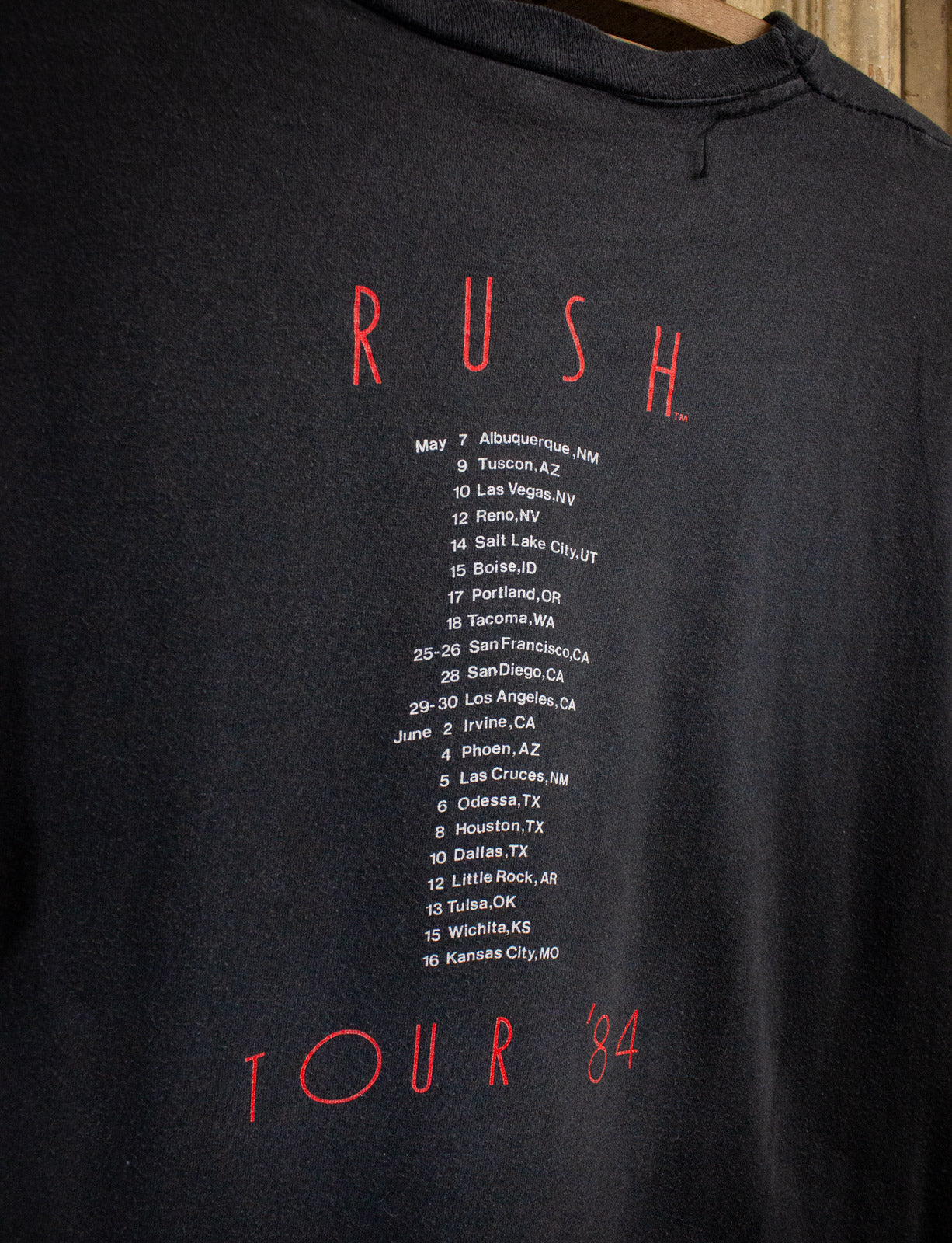 Vintage Rush Grace Under Pressure Concert T Shirt 1984 Black Small