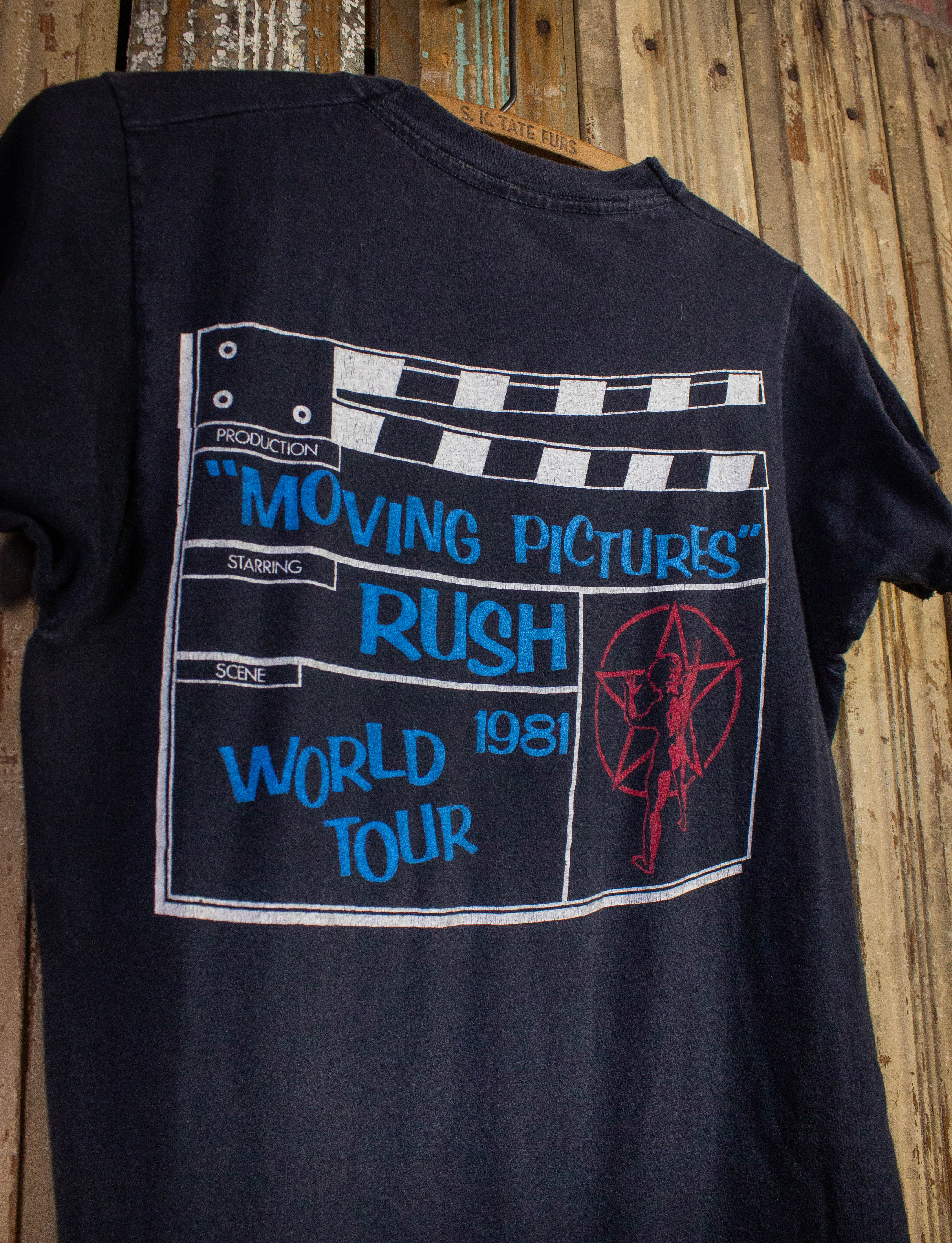 Outlets RUSH vintage T Shirt Moving Pictures 1981 Concert Tour sun faded 80s Prog Rock band tee single stitch worn thin and soft size S/M All Cotton