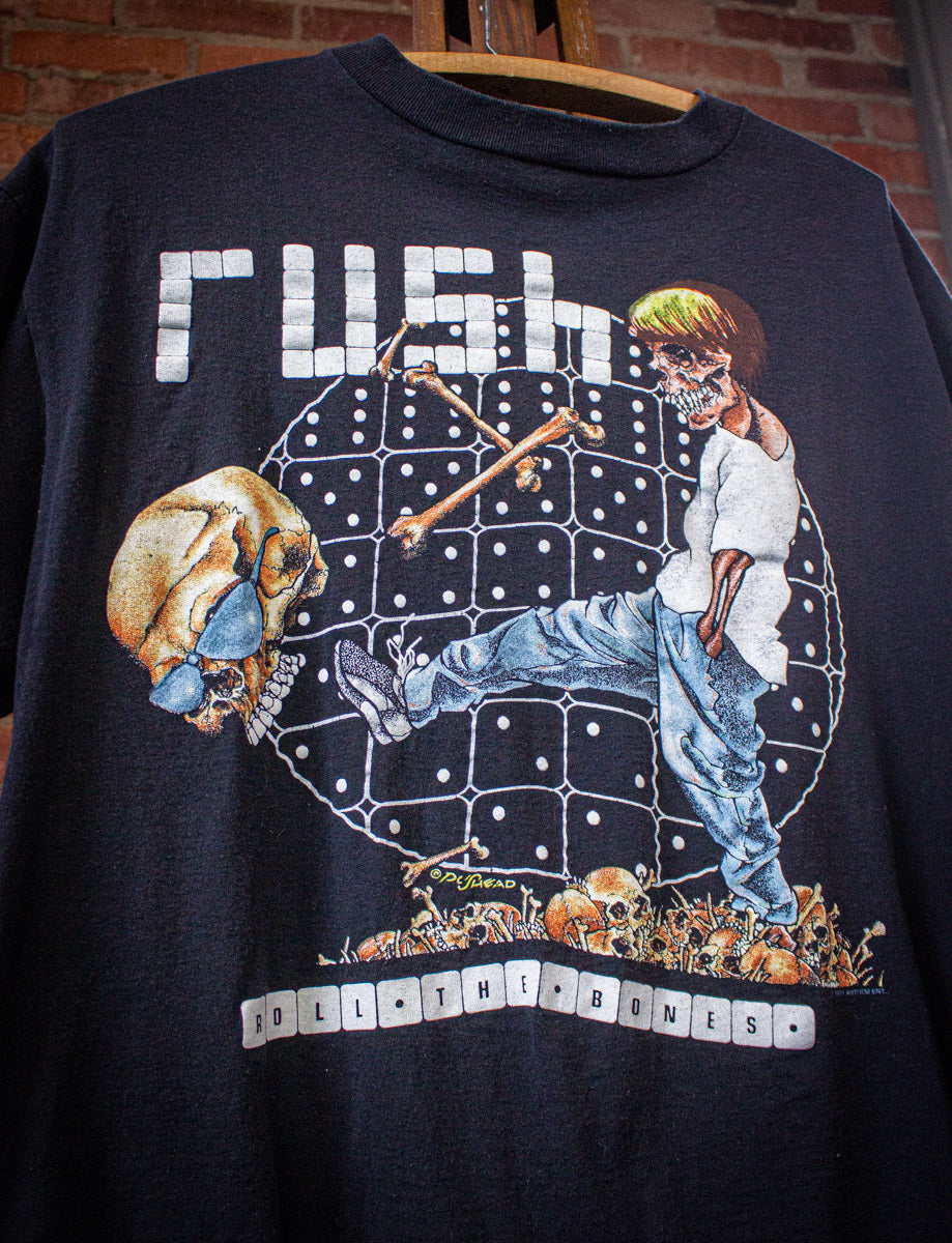 Vintage Rush Roll Them Bones Pushead Concert T Shirt 1991 Black Large