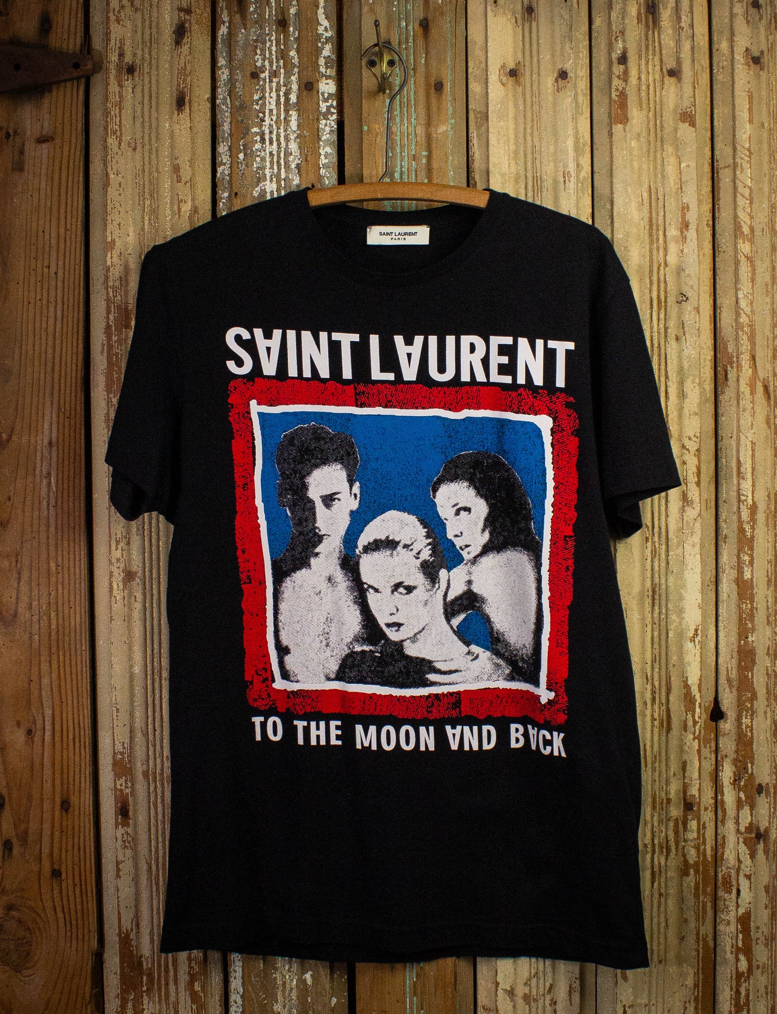 Saint Laurent To The Moon and Back Graphic T Shirt Black Medium