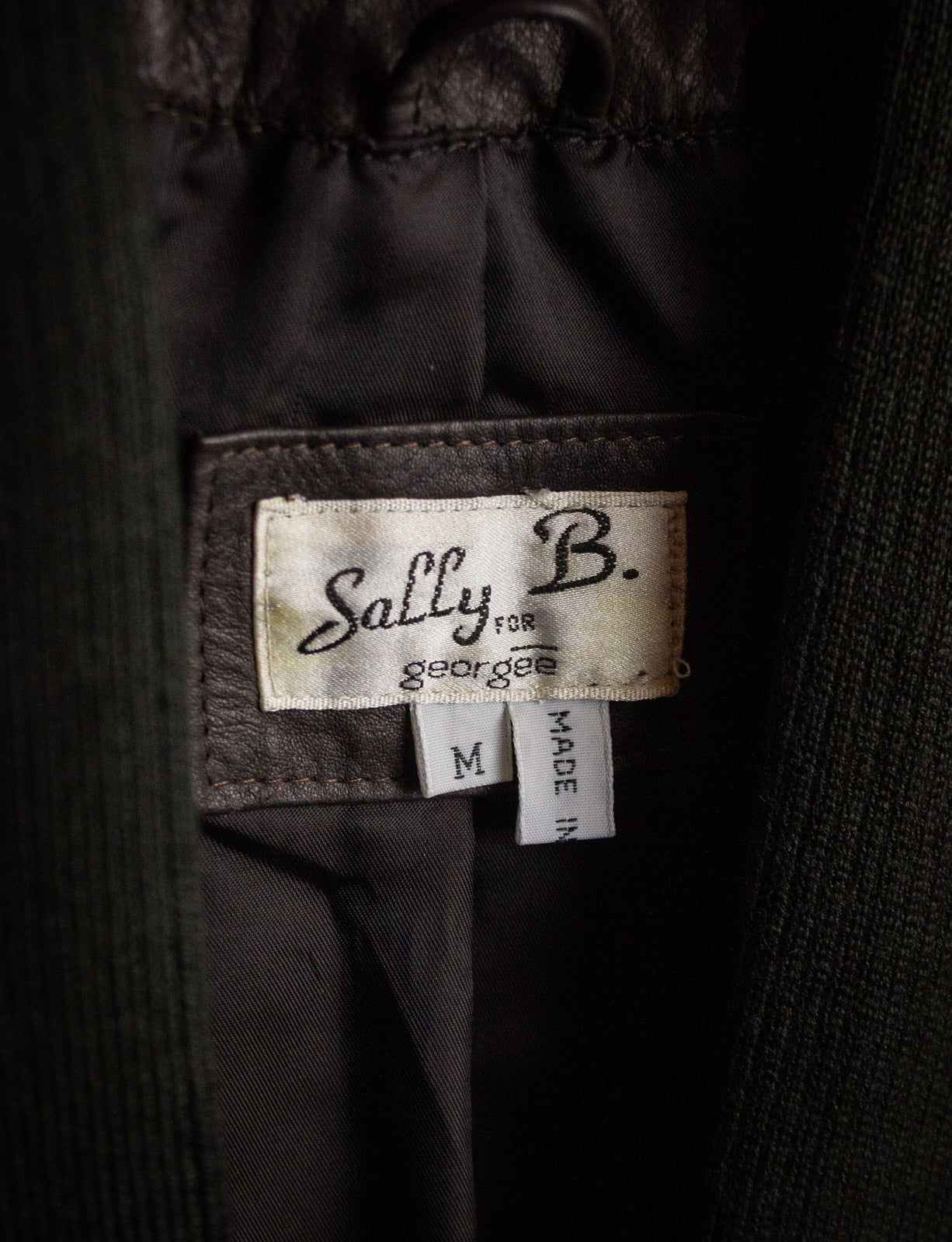 Vintage Sally B Brown Leather Bomber Jacket Medium