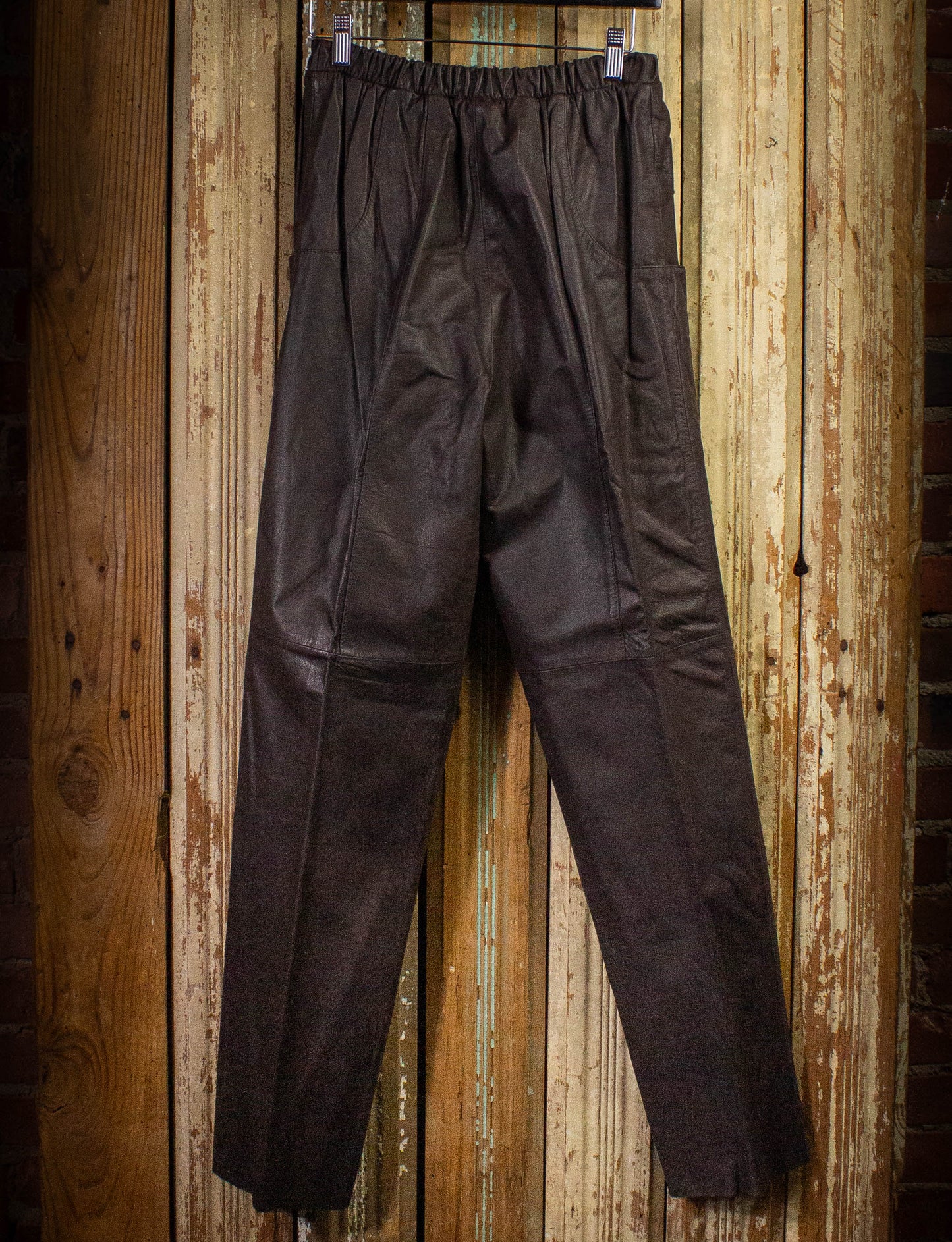 Vintage Sally B Leather Pants 80s Brown Medium