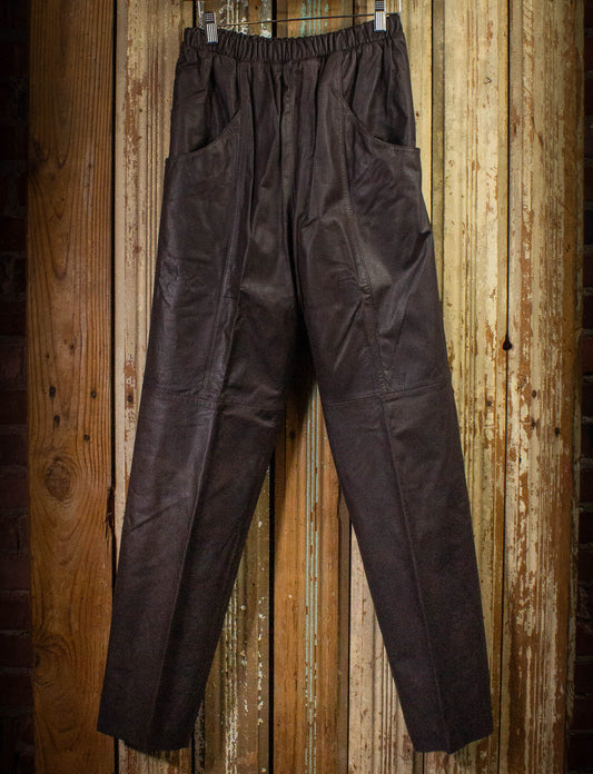 Vintage Sally B Leather Pants 80s Brown Medium