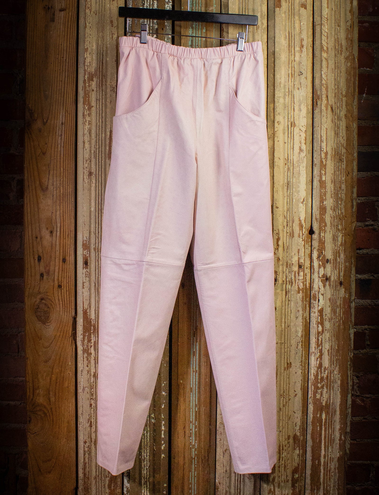 Vintage Sally B Deadstock Leather Pants 80s Pink Medium