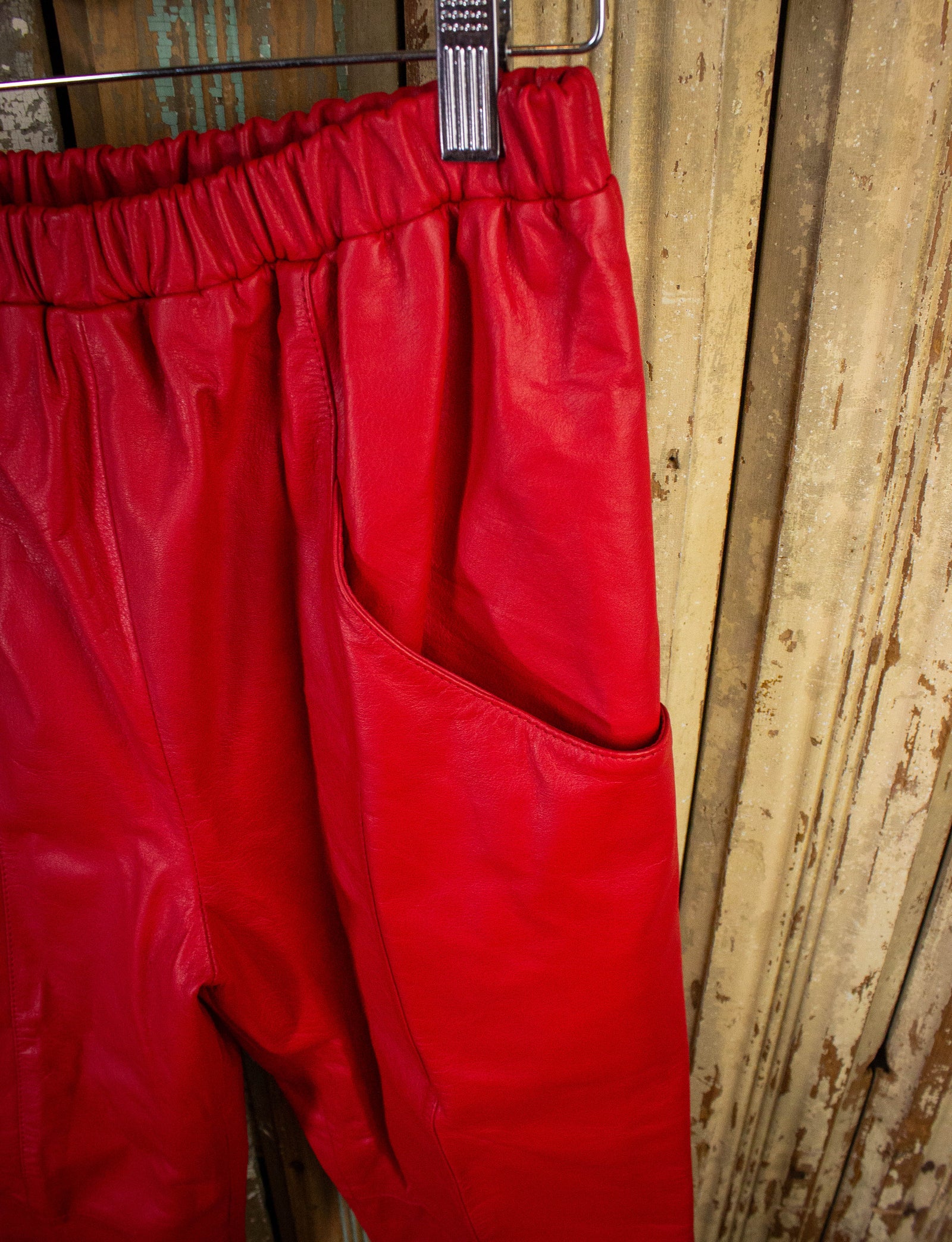 Vintage Sally B Leather Pants 80s Red Medium