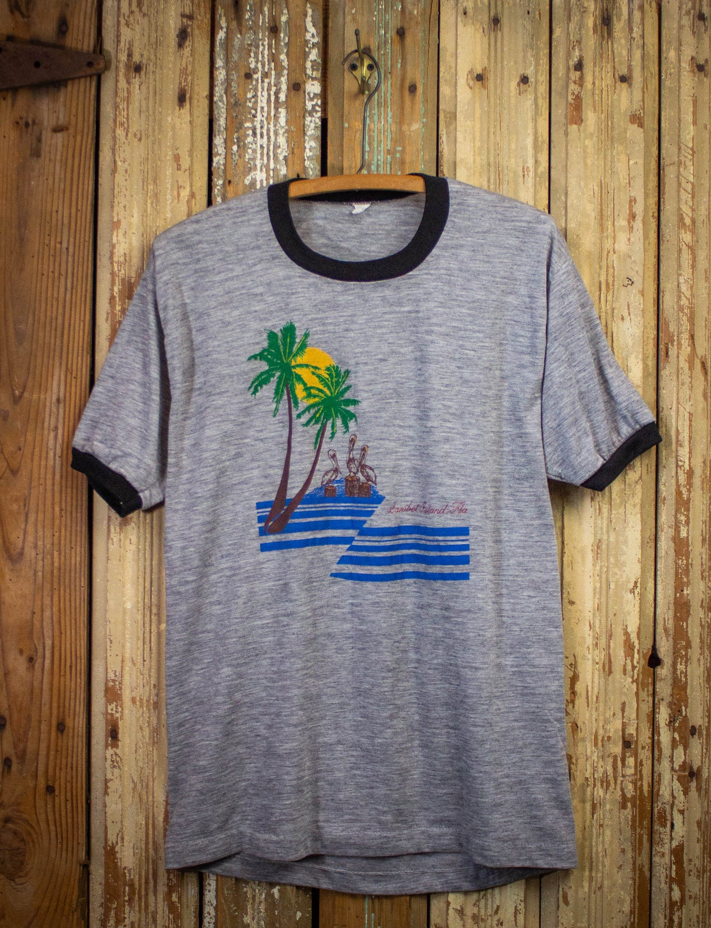 Vintage Sanibel Island Florida Graphic Ringer T Shirt Medium