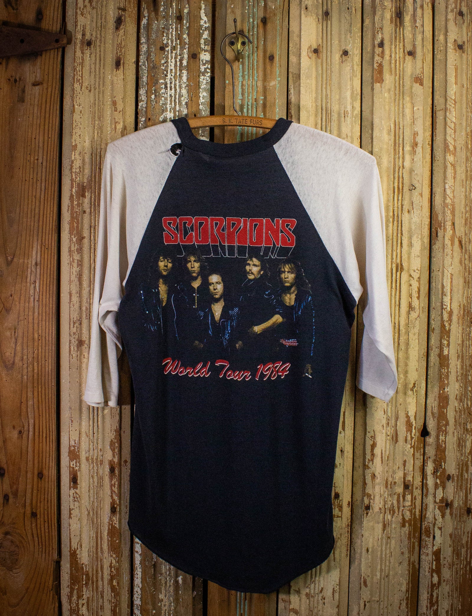 Vintage Scorpions World Tour Raglan Concert T Shirt 1984 Black and White Small