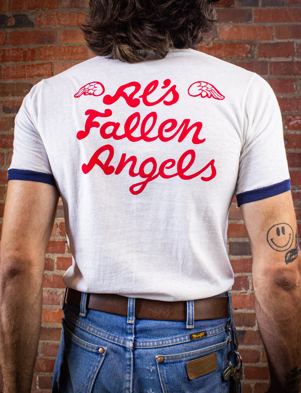 Vintage Screw Newspaper Graphic Ringer T Shirt 70s White Small