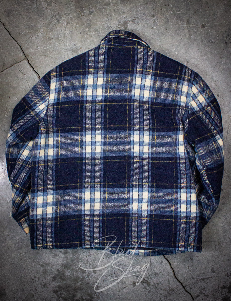 Vintage Sears Blue Plaid Jacket 70s XL