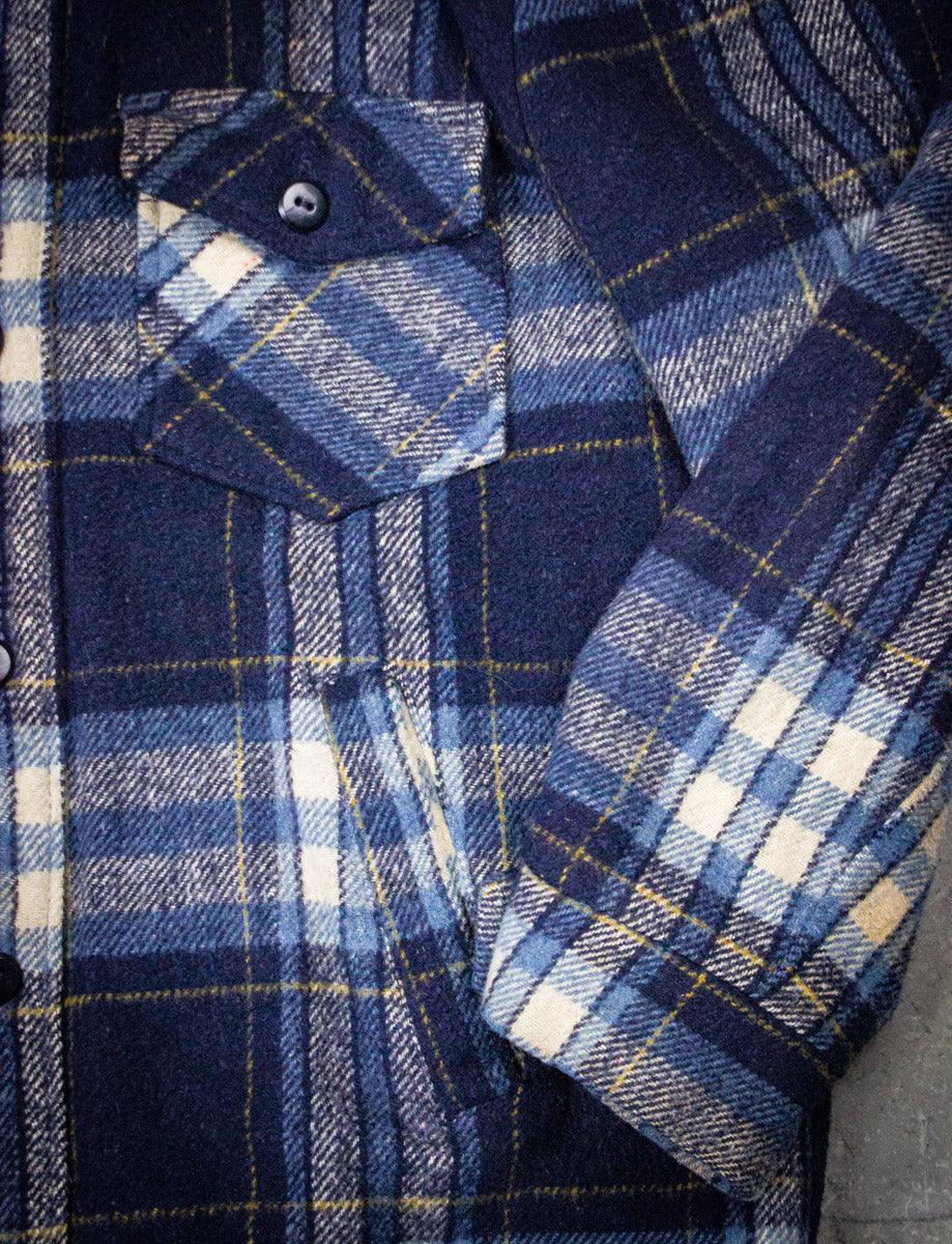 Vintage Sears Blue Plaid Jacket 70s XL