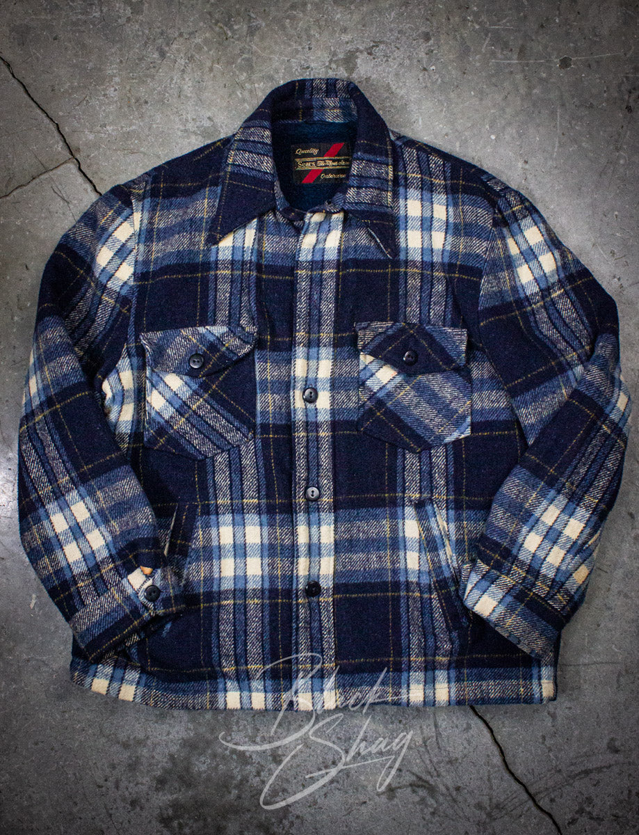 Vintage Sears Blue Plaid Jacket 70s XL