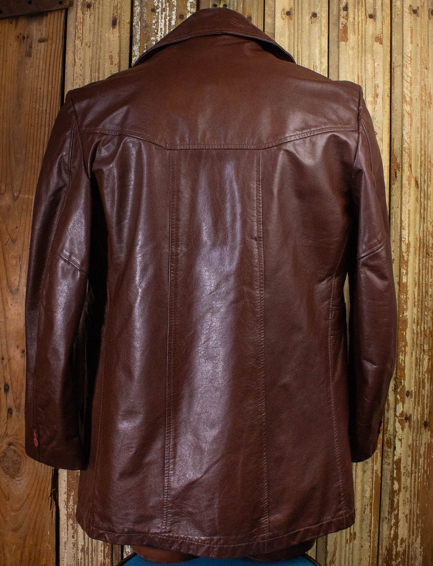 Vintage Sears Brown Leather Blazer with Removable Lining 70s XL