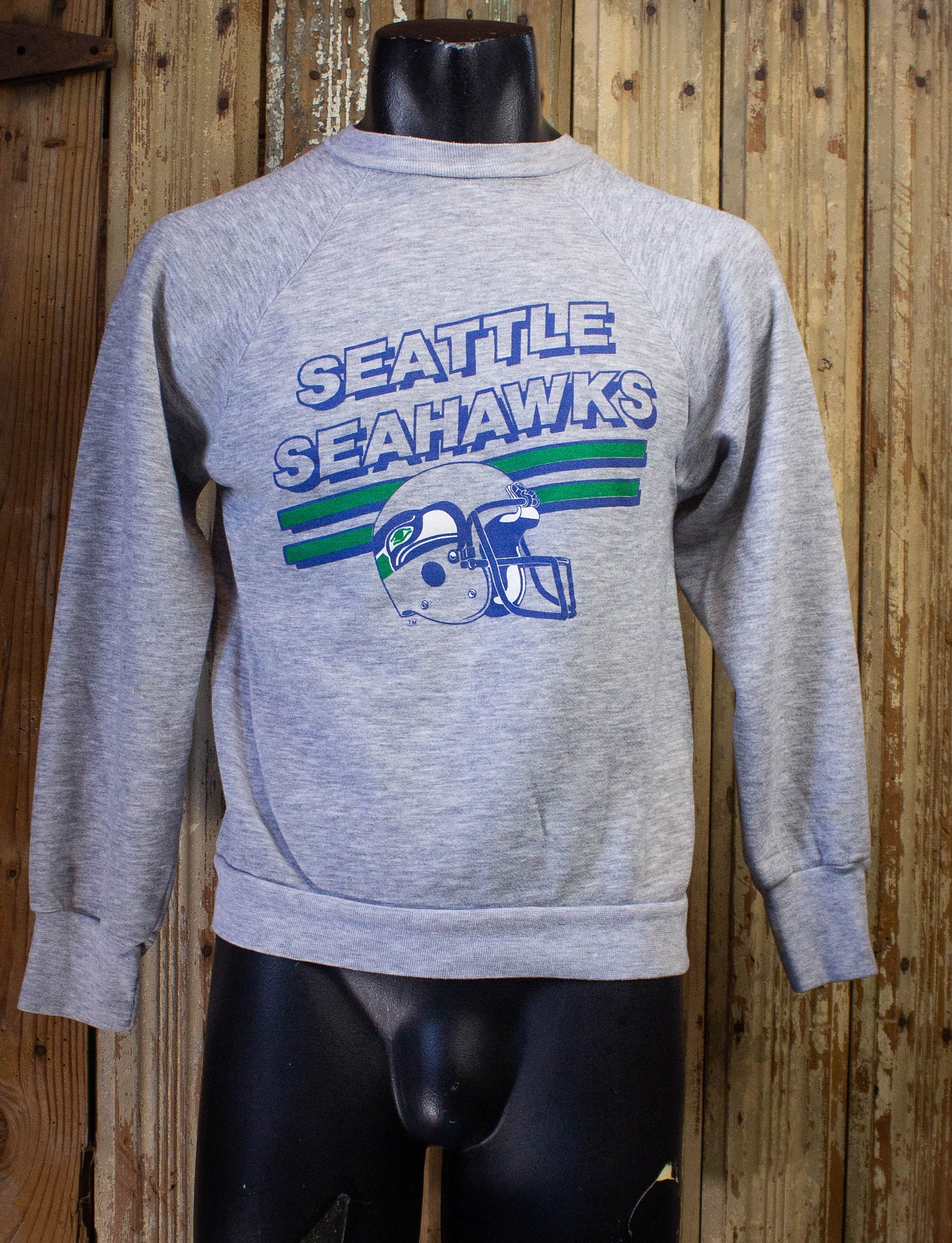 Vintage Seattle Seahawks NFL Graphic Sweatshirt Grey S – Black