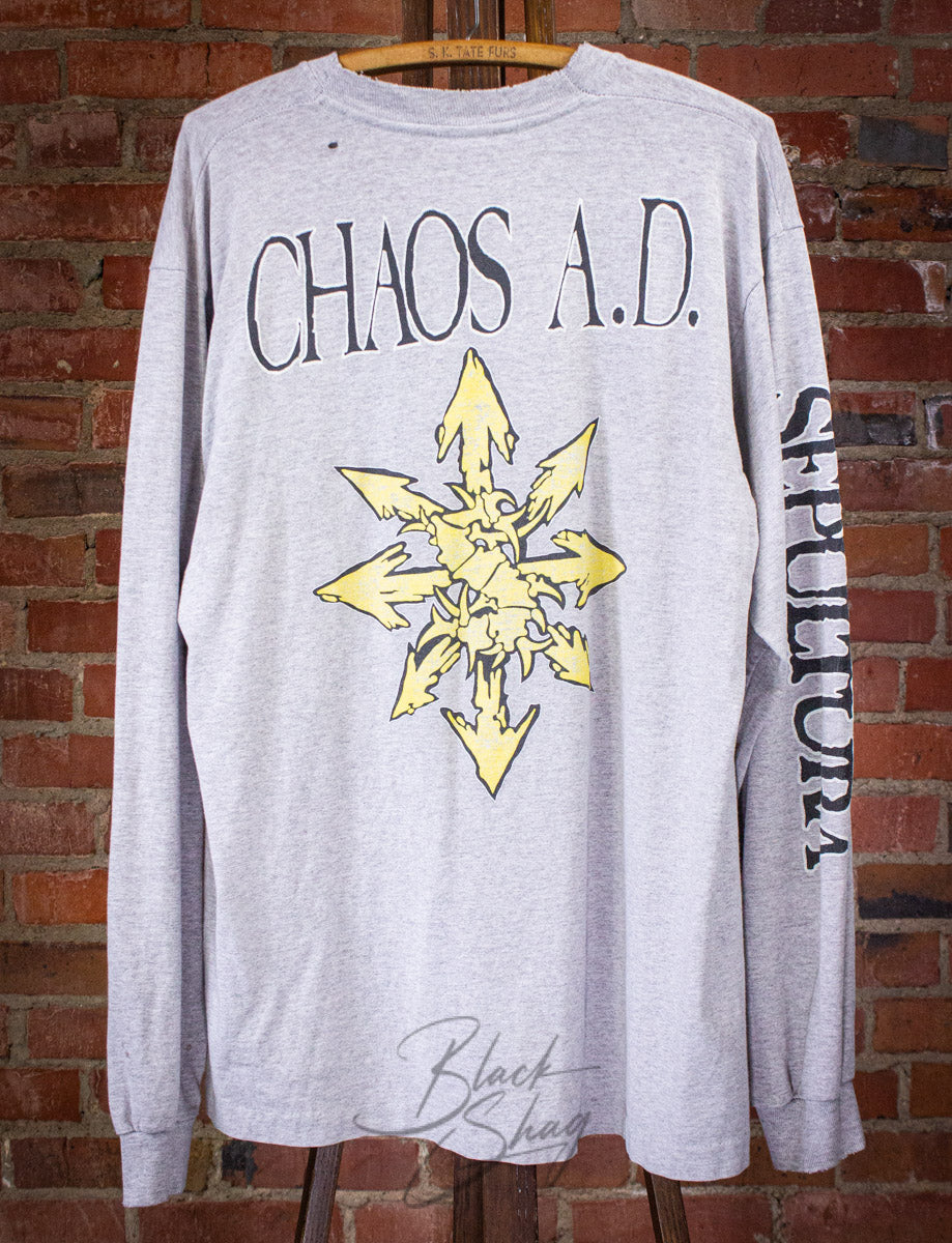 Vintage Sepultura Chaos A.D. Long Sleeve Concert T Shirt 1994 Gray