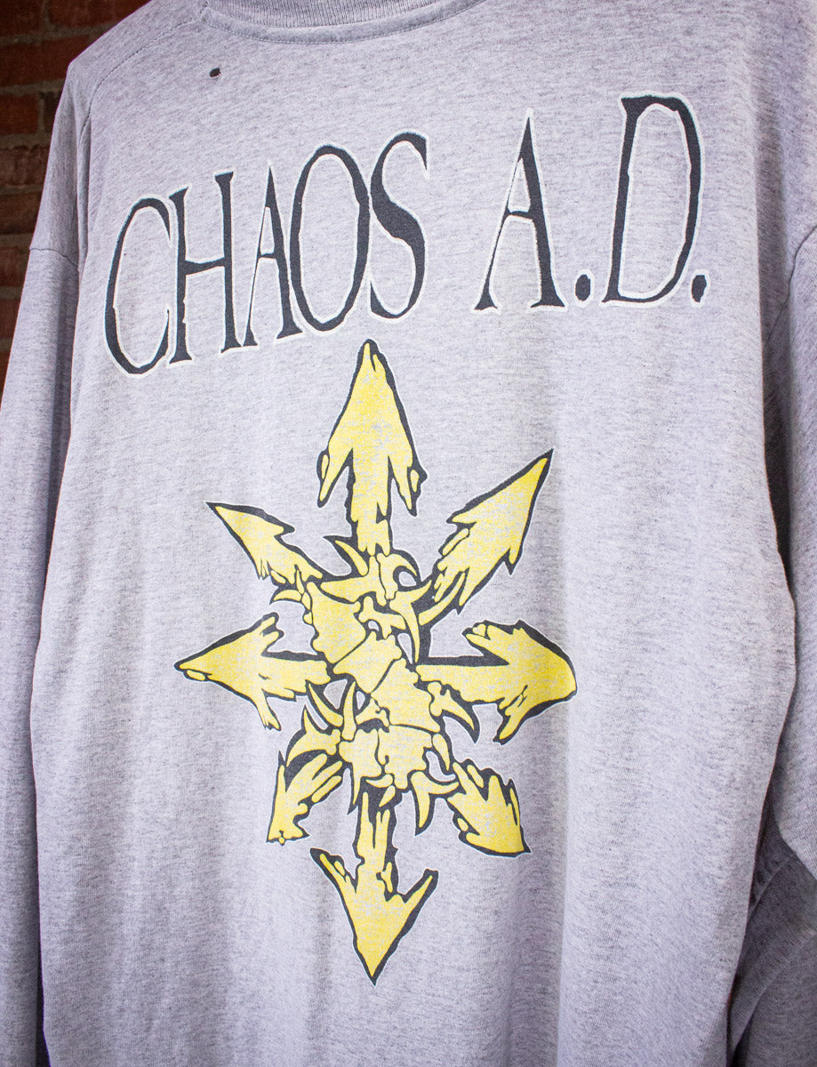 Vintage Sepultura Chaos A.D. Long Sleeve Concert T Shirt 1994 Gray