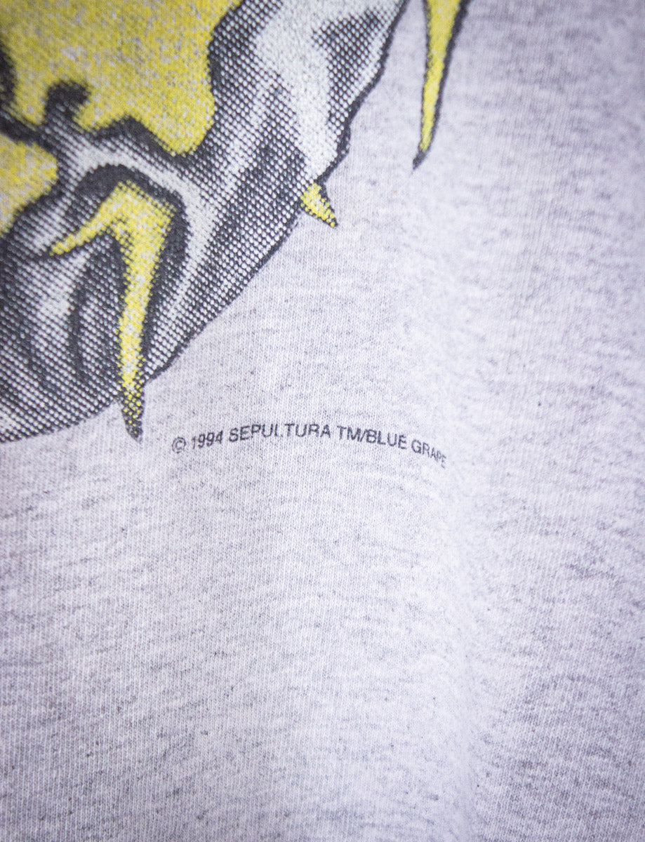 Vintage Sepultura Chaos A.D. Long Sleeve Concert T Shirt 1994 Gray