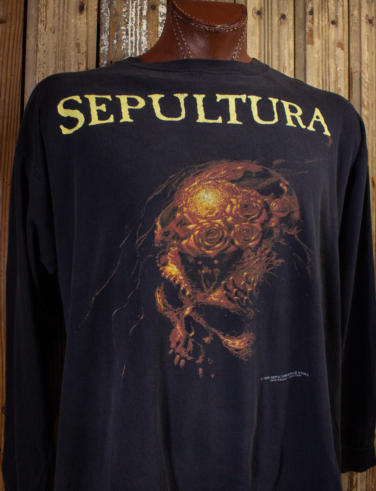 Vintage Sepultura Skull Long Sleeve Concert T Shirt 1996 Black XL