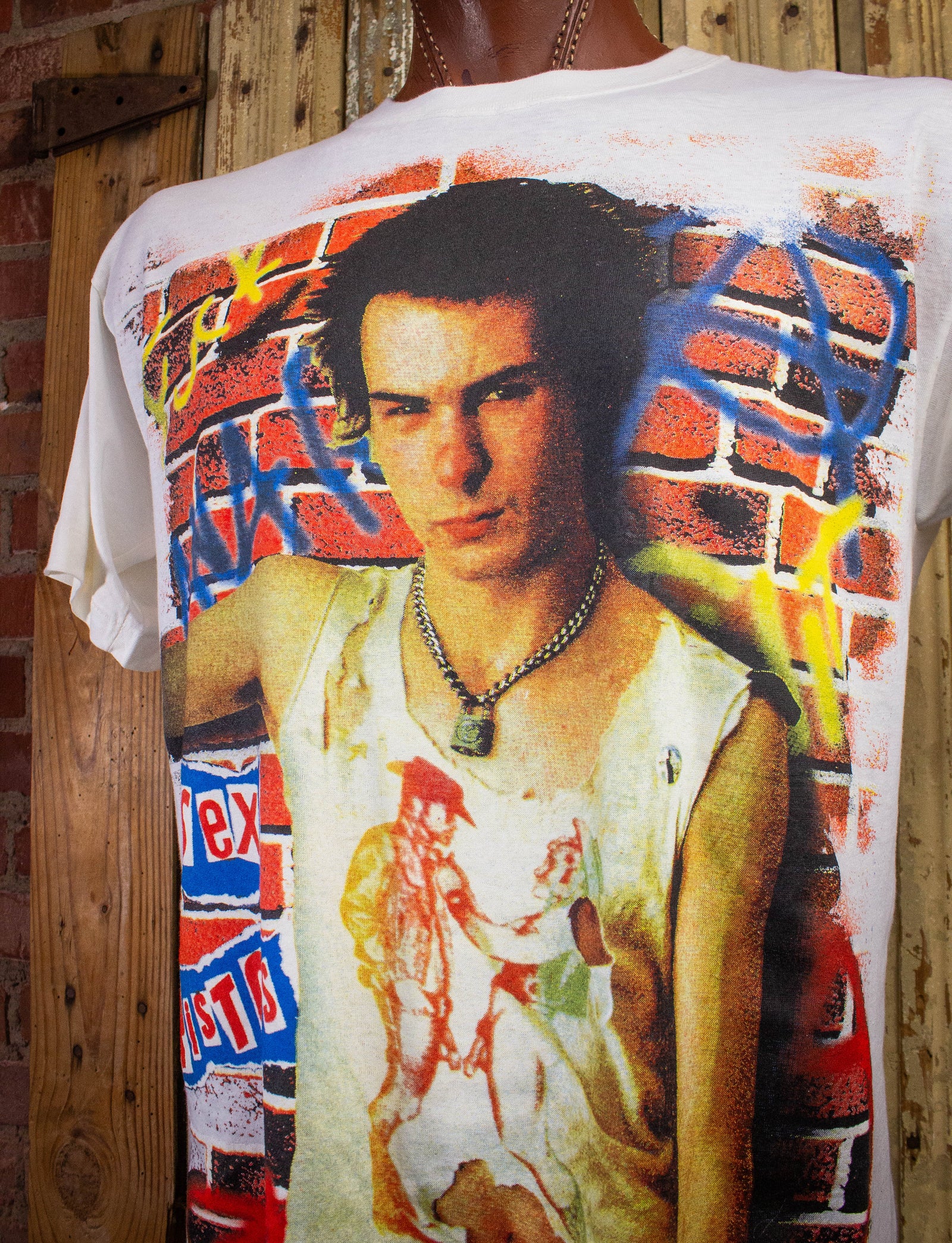 Vintage Sex Pistols Sid Vicious Tribute T Shirt 80s White XL