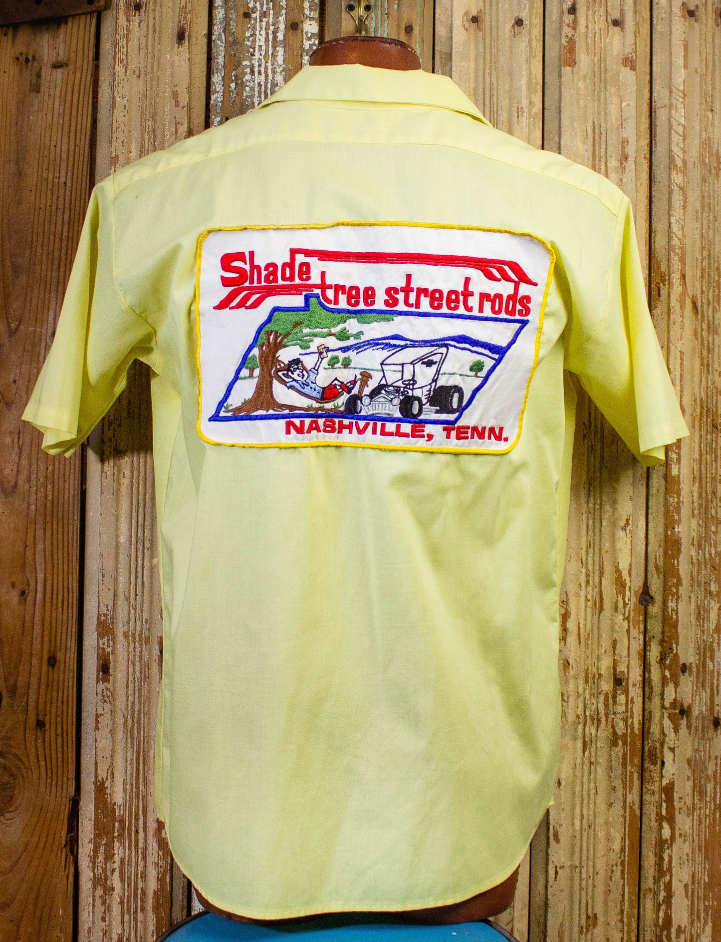 Vintage Shade Tree Street Rods Button Up Shirt Yellow XL