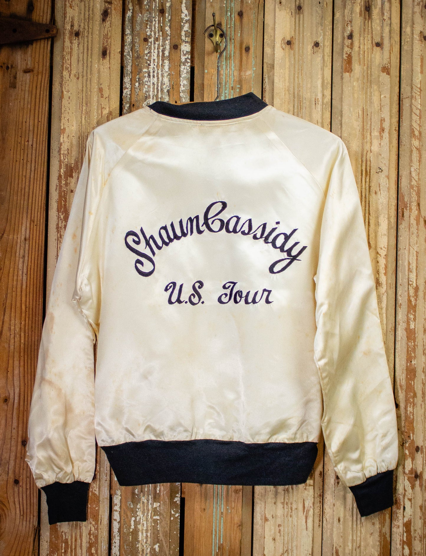 Vintage Shaun Cassidy US Tour Satin Tour Jacket 70s White Medium