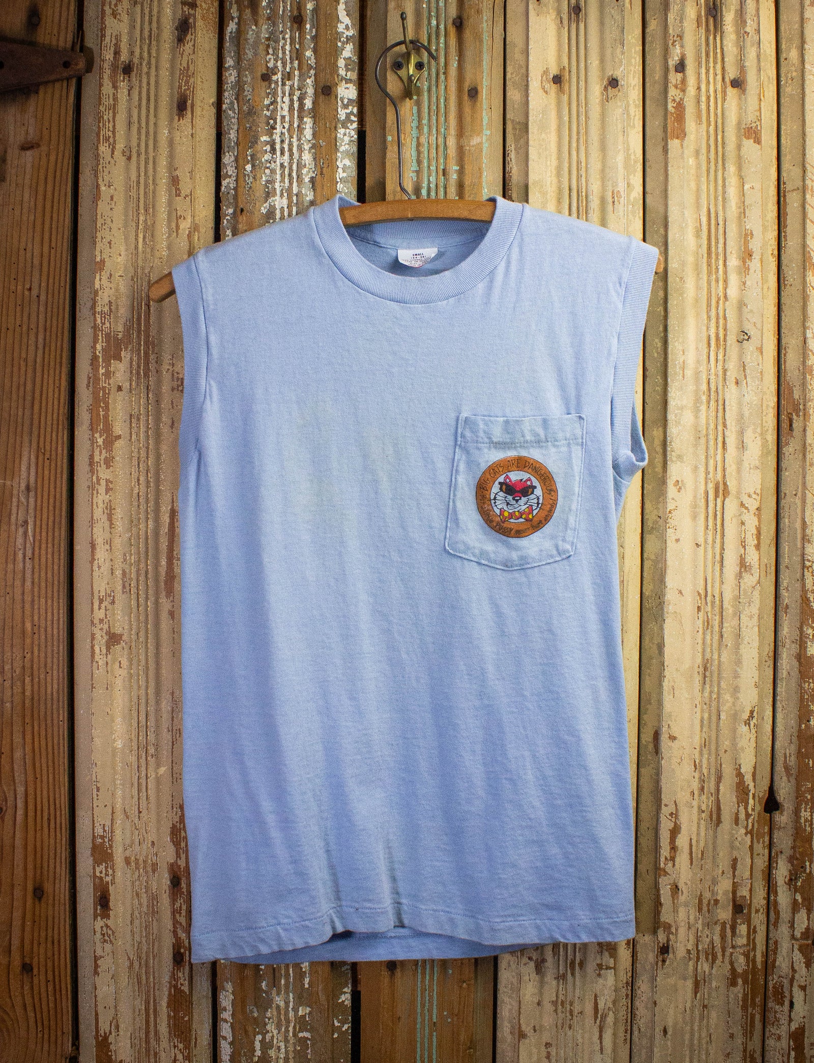 Vintage Shit Happens When You Party Naked Graphic Muscle Shirt 1988 Light Blue Small