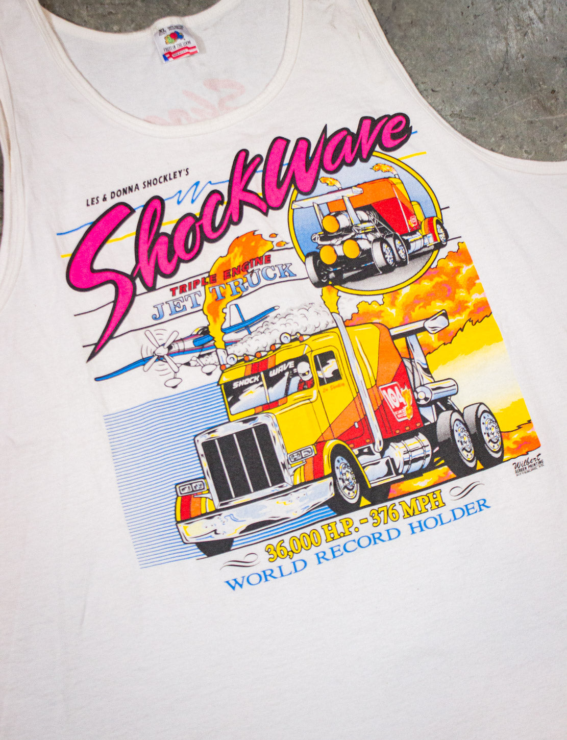 Vintage Shockwave Jet Truck Do Some Boosts Tank Top 90s White XL