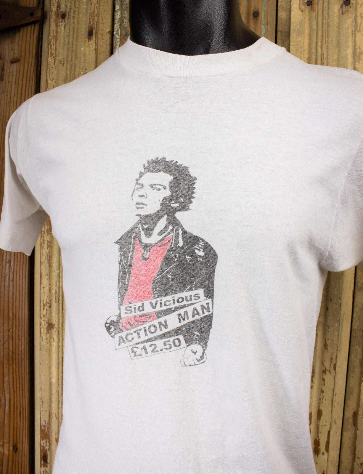 Vintage Sid Vicious Action Man Concert T Shirt 80s White Small