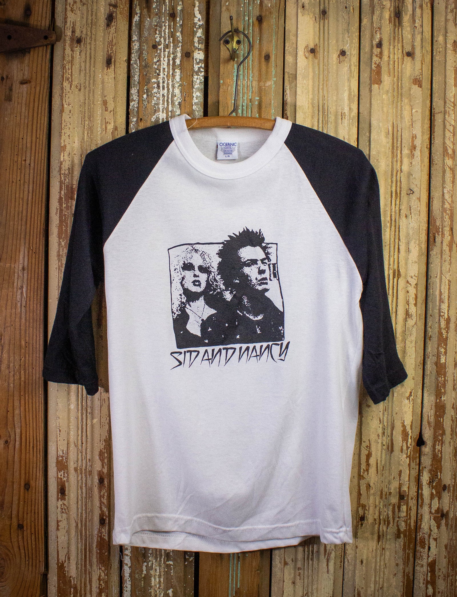 Vintage Sid and Nancy Raglan T Shirt 80s Black and White Small