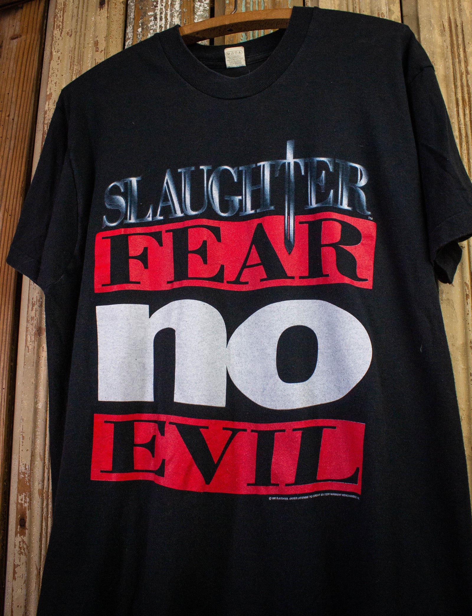 Vintage Slaughter Fear No Evil Concert T Shirt 1995 Black Large