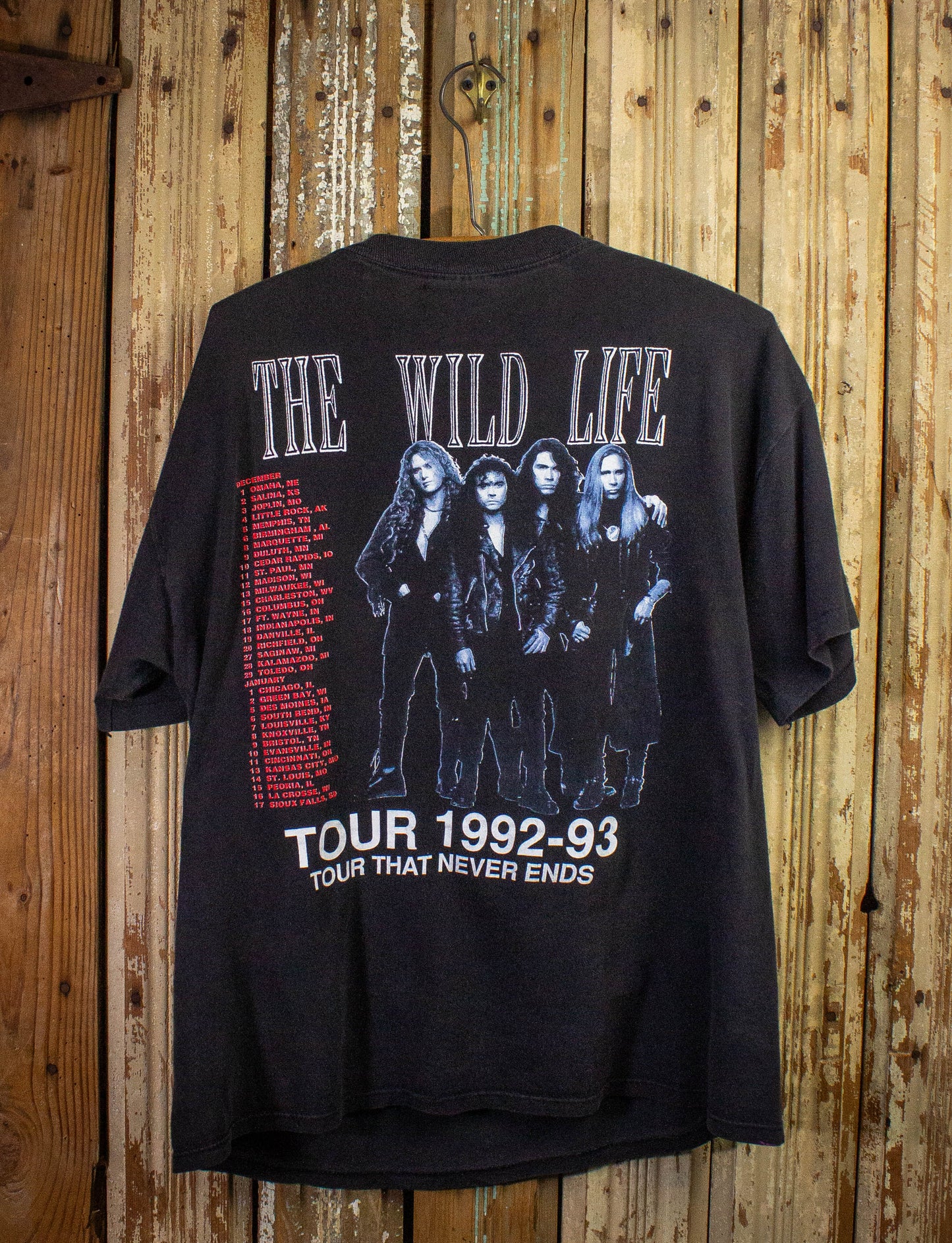 Vintage Slaughter The Wild Life Tour Concert T Shirt 1992-93 Black XL