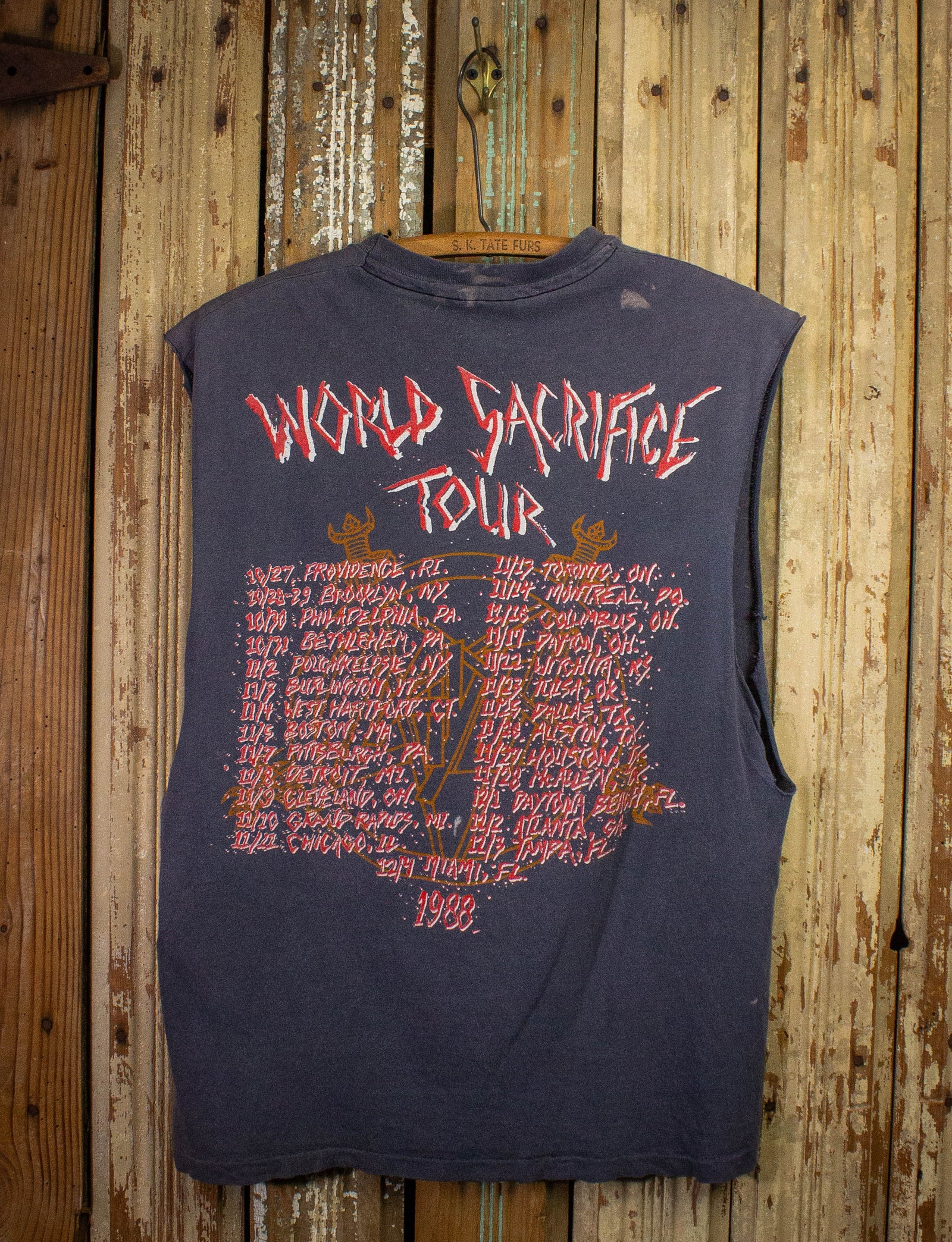 Vintage Slayer Slaytanic Cut Off Concert T Shirt 1988 Gray Large