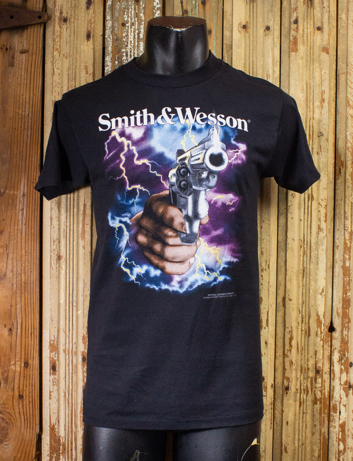 Vintage Smith & Wesson Lightning Graphic T Shirt 90s Black Small