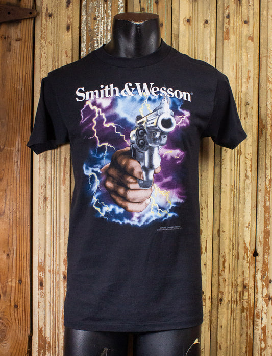 Vintage Smith & Wesson Lightning Graphic T Shirt 90s Black Small