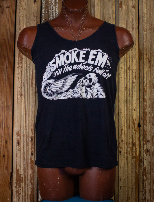Vintage Some Em Till The Wheels Fall Off Graphic T Shirt Tank 80s Black Small