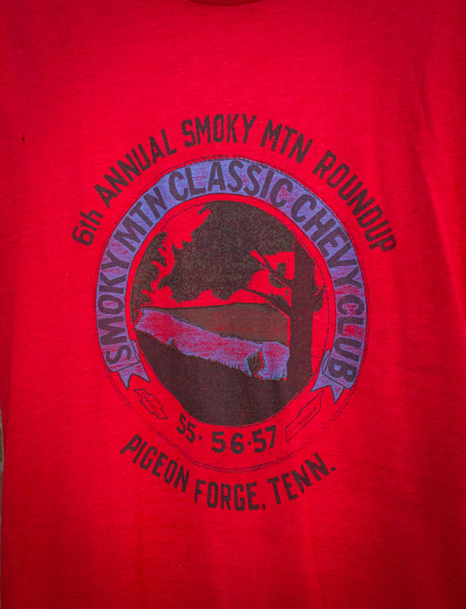 Vintage Smoky MTN Roundup Graphic T Shirt 80s Red S/M