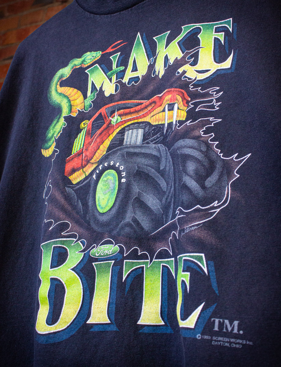 Vintage Snake Bite Monster Truck Graphic T Shirt 1993 Large