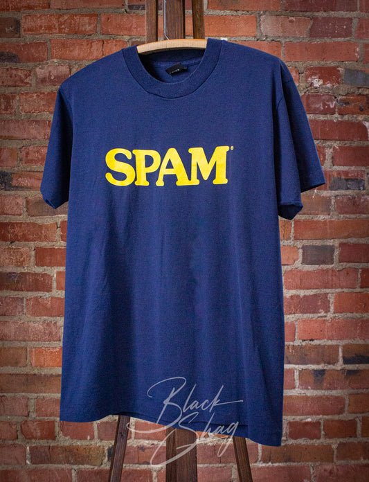 Vintage Spam Graphic T Shirt 90s Blue Medium