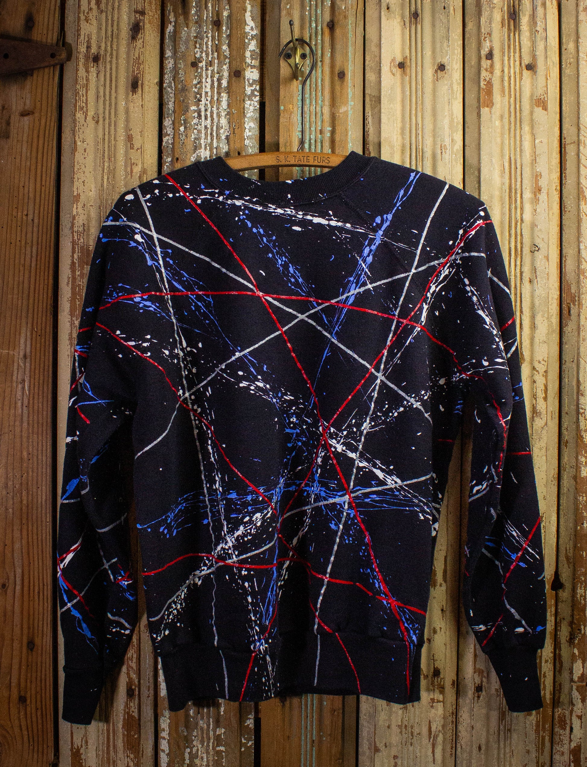 Vintage Splatter & Lines Sweatshirt 80s Black Medium
