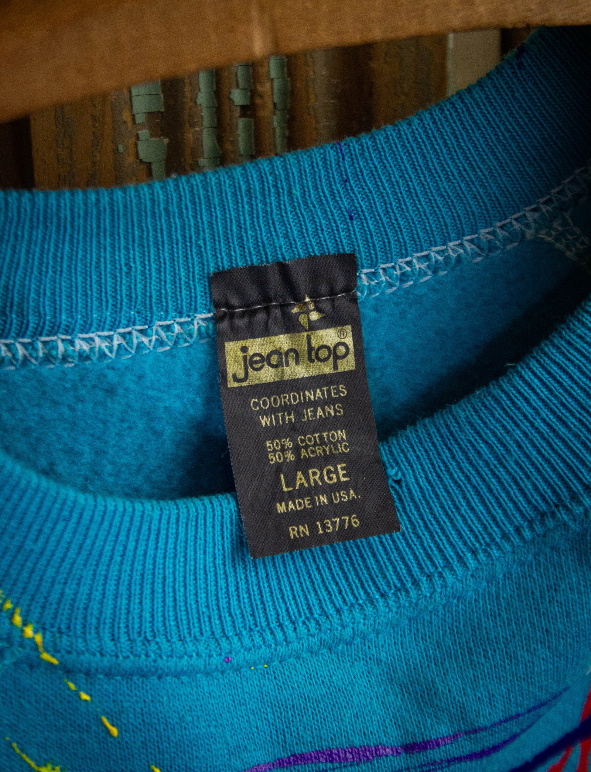 Vintage Splatter & Lines Sweatshirt 80s Blue Large