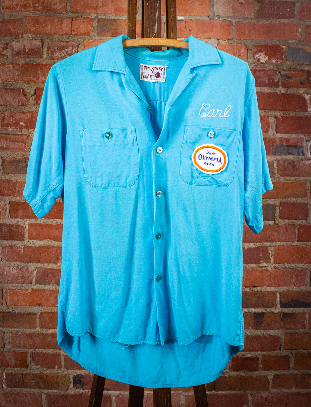 Vintage Splits "Carl" King Louie Bowling Shirt 50s Blue Large
