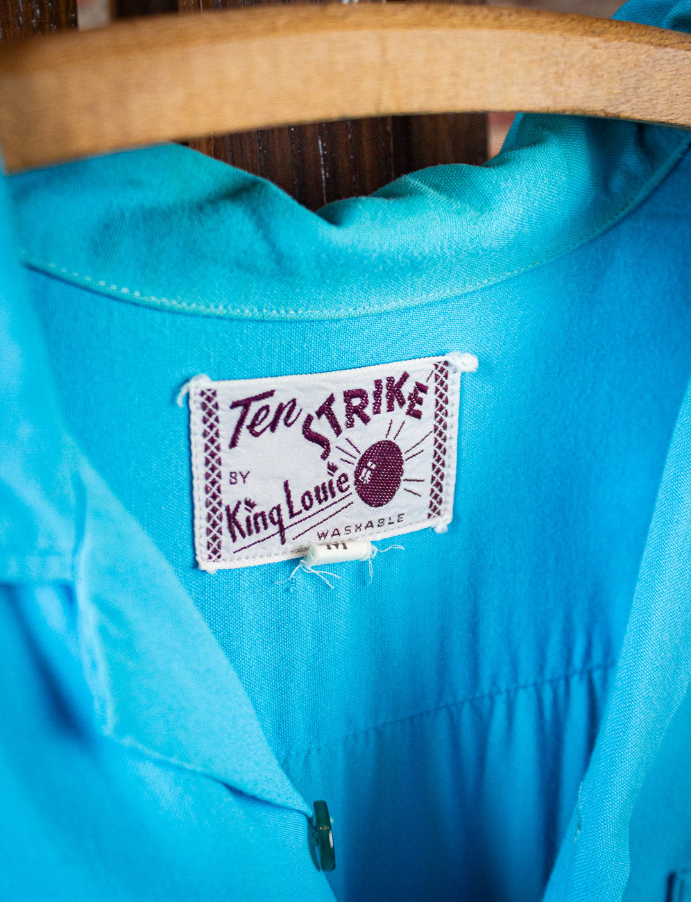 Vintage Splits "Carl" King Louie Bowling Shirt 50s Blue Large