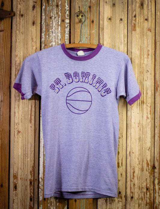 Vintage St. Dominic Basketball Ringer Jersey T Shirt 70s Purple XS