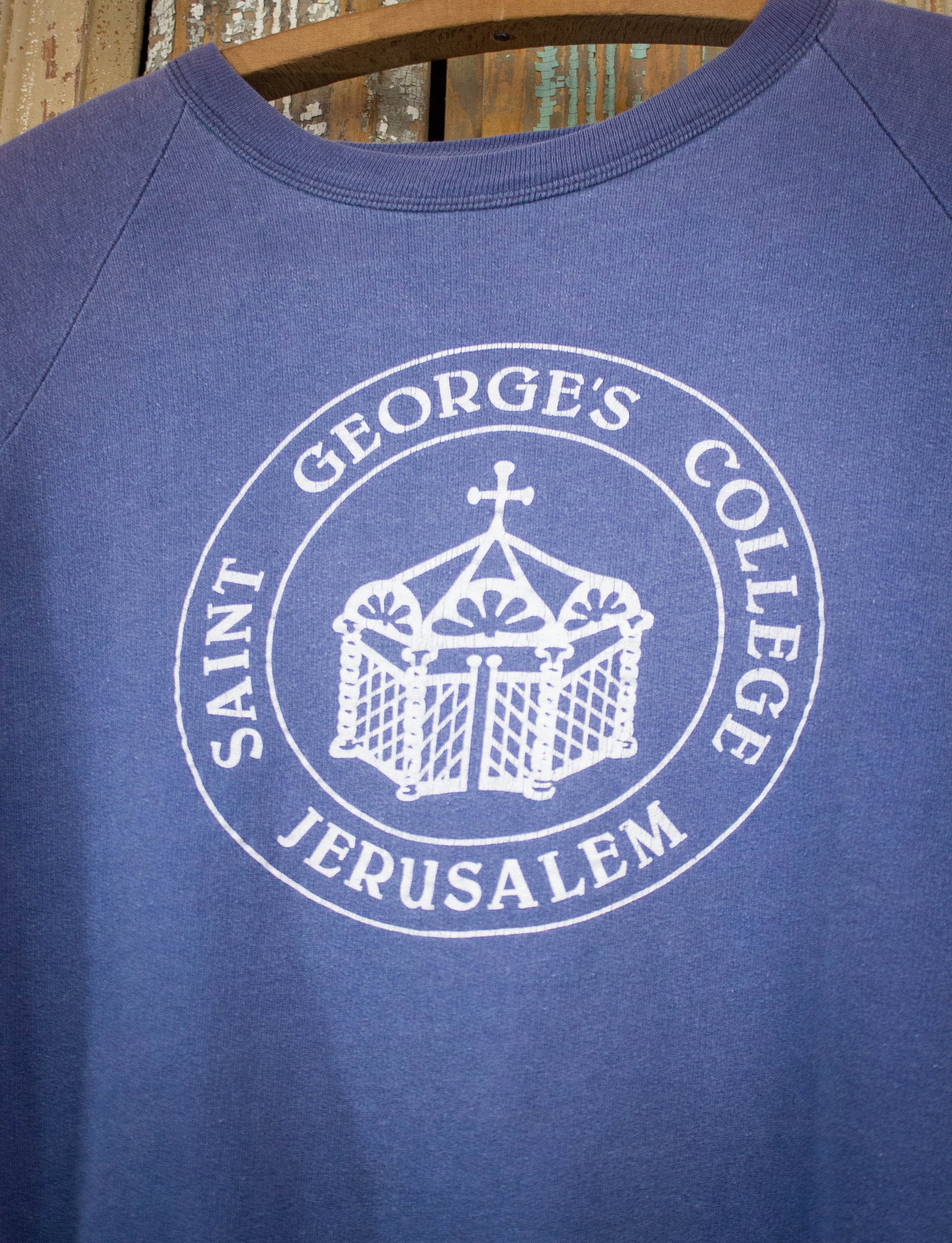 Vintage St. George's College Graphic Sweatshirt 70s Blue Small-Medium