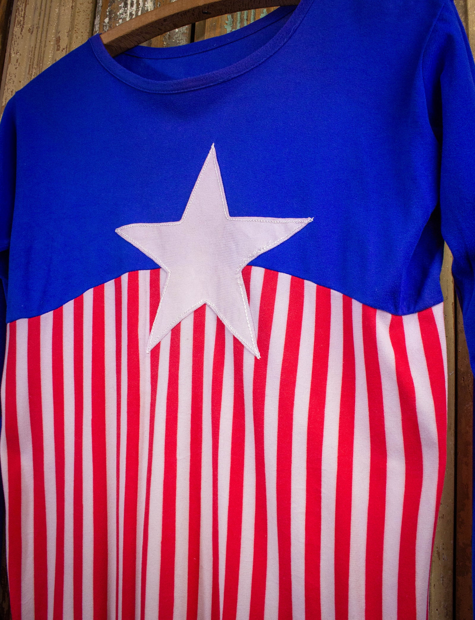 Vintage Star and Stripes Long Sleeve Graphic T Shirt 70s Medium