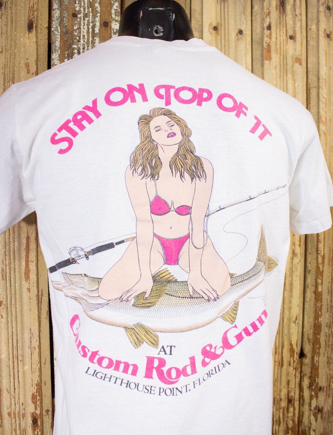 Vintage Stay On Top Of It Graphic T Shirt 80s White Small